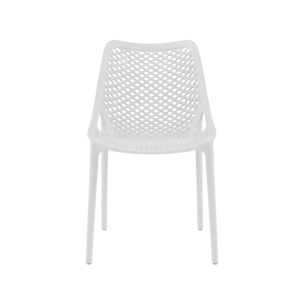 Contemporary White Outdoor Patio Dining Chairs Set Of 4 With Anti-Uv Finish
