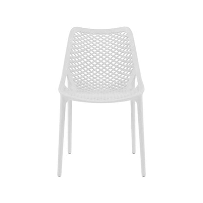 Contemporary White Outdoor Patio Dining Chairs Set Of 4 With Anti-Uv Finish