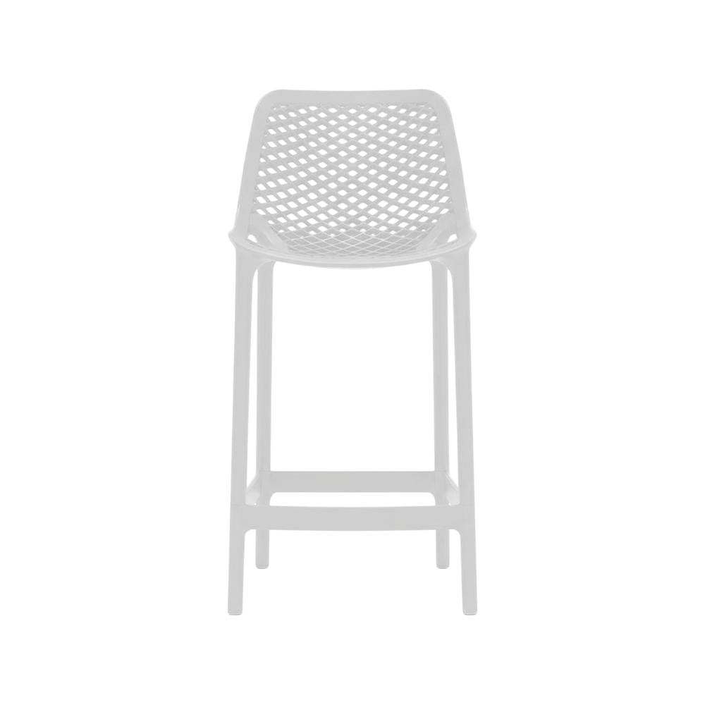 White Outdoor Patio Stool Set Of 4 With Anti-Uv Finish And Contemporary Style