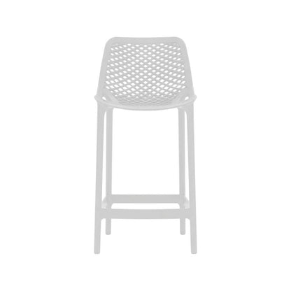 White Outdoor Patio Stool Set Of 4 With Anti-Uv Finish And Contemporary Style