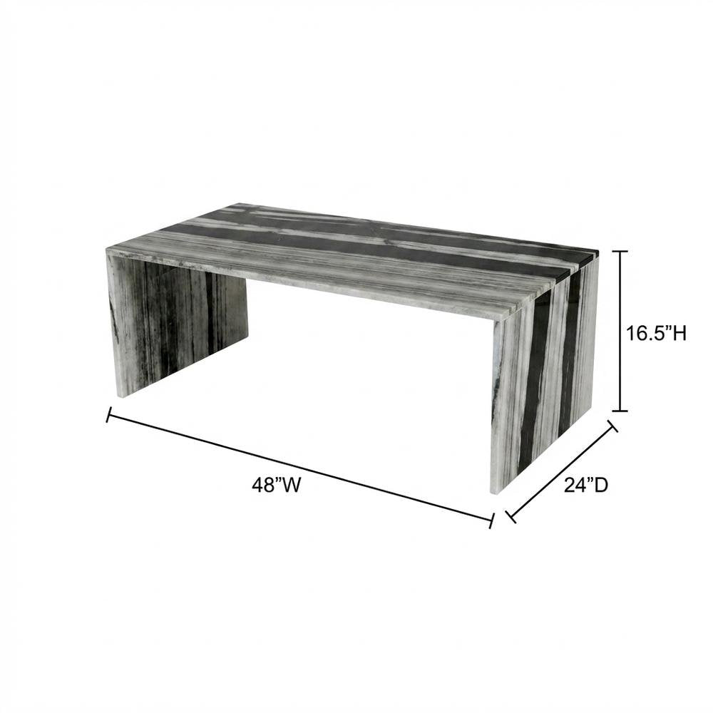 Contemporary Marble Coffee Table with Durable Panda Finish