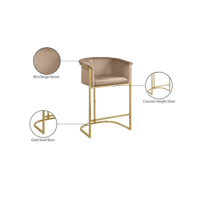 Donatella Beige Velvet Stool