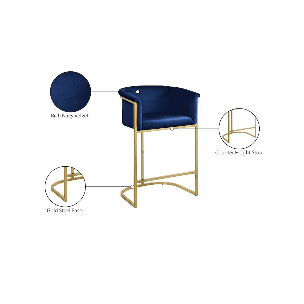 Donatella Navy Velvet Stool