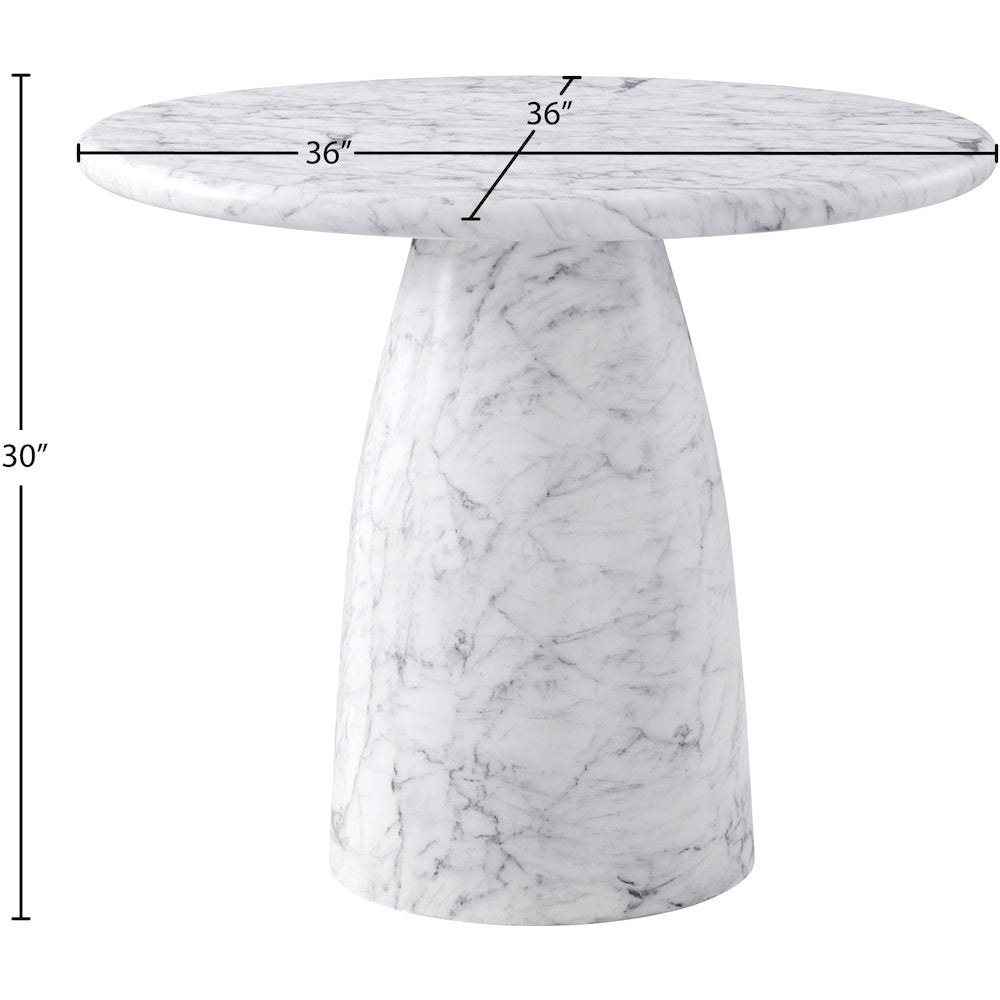 Cosenza White 36" Marble Finish Concrete Dining Table