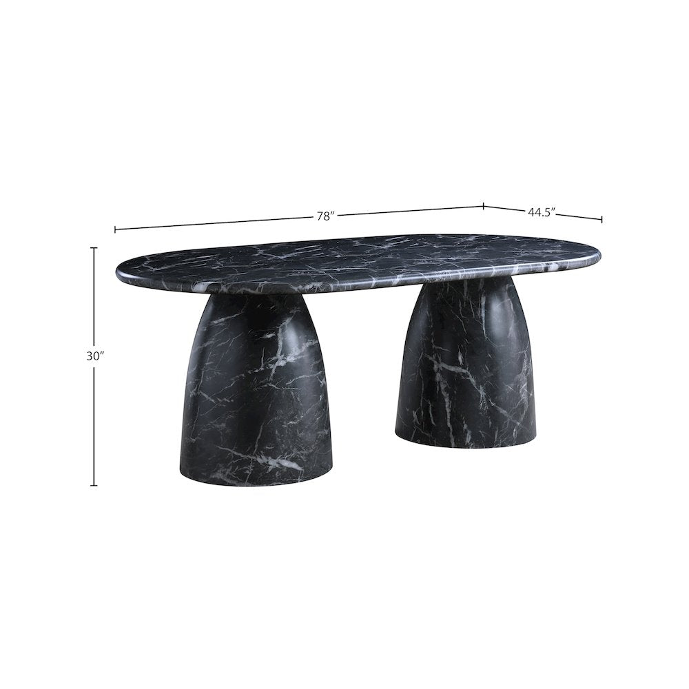 Cosenza Black 78" Marble Finish Concrete Dining Table