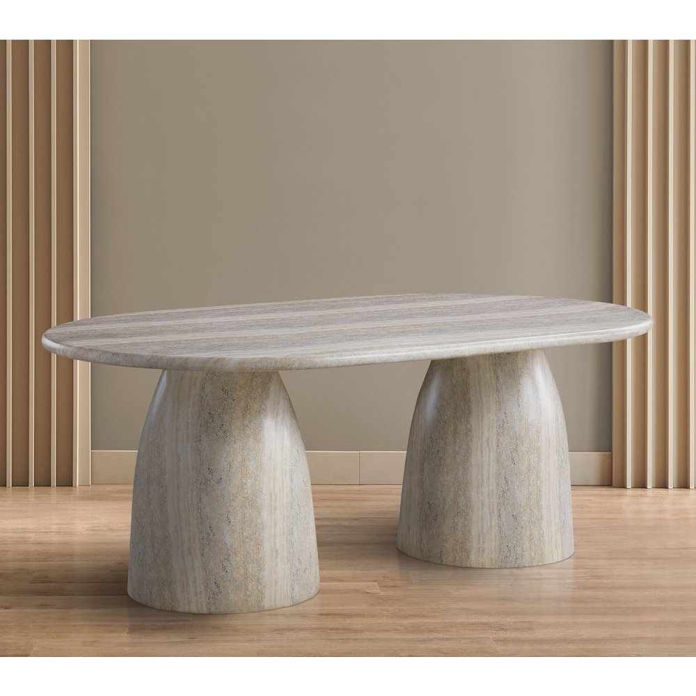 Cosenza Travertine 78" Travertine Finish Concrete Dining Table