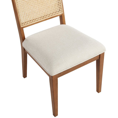 Butterfly Cream Linen Textured Fabric Dining Chair, Set of 2