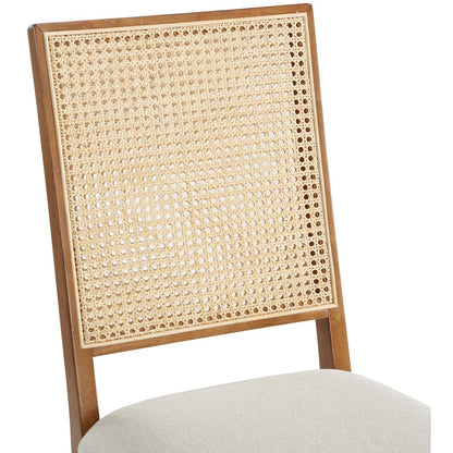 Butterfly Cream Linen Textured Fabric Dining Chair, Set of 2