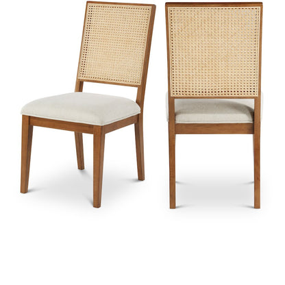 Butterfly Cream Linen Textured Fabric Dining Chair, Set of 2