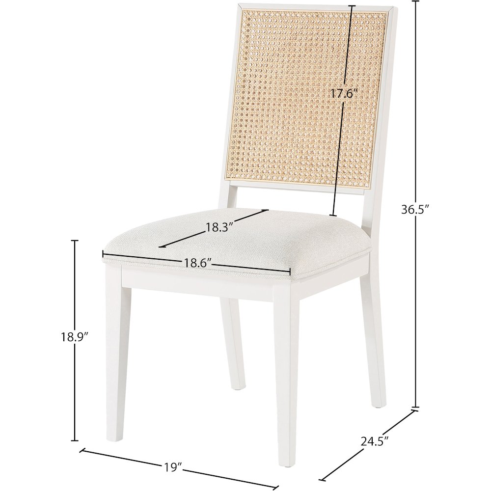 Butterfly Cream Linen Textured Fabric Dining Chair, Set of 2