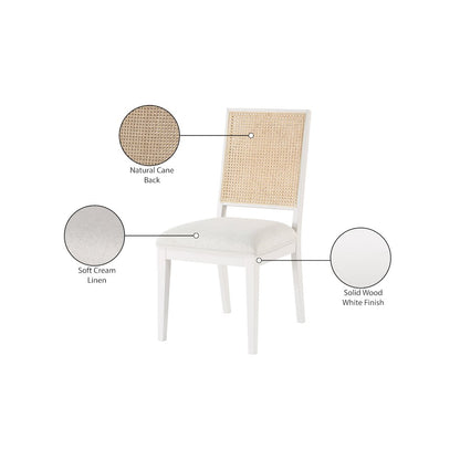 Butterfly Cream Linen Textured Fabric Dining Chair, Set of 2
