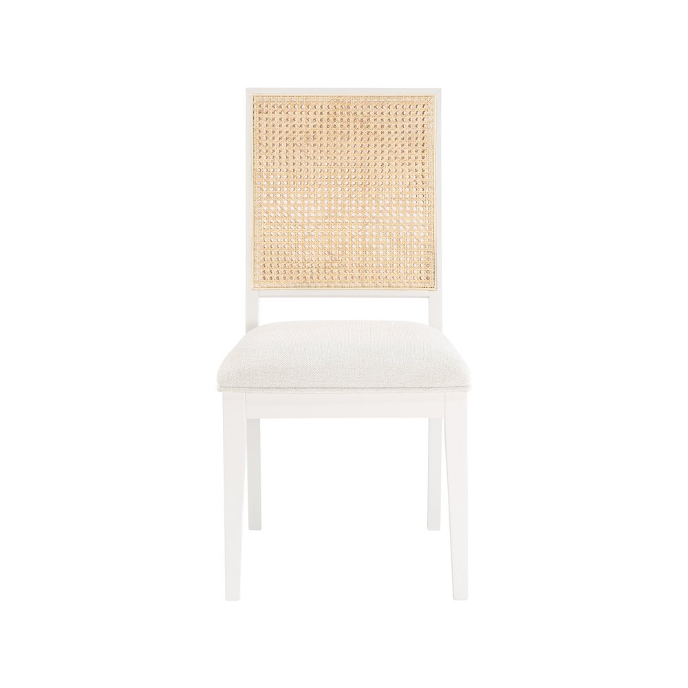 Butterfly Cream Linen Textured Fabric Dining Chair, Set of 2