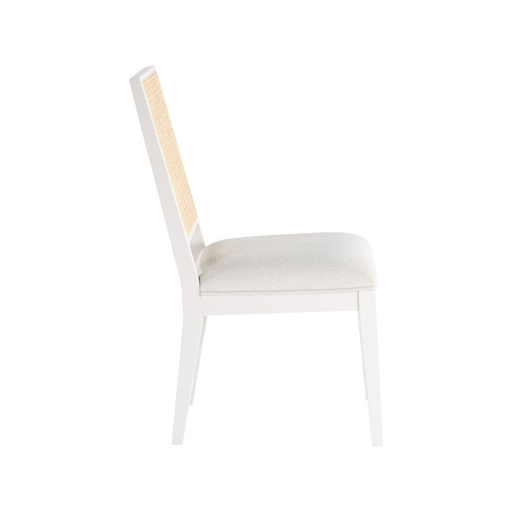 Butterfly Cream Linen Textured Fabric Dining Chair, Set of 2