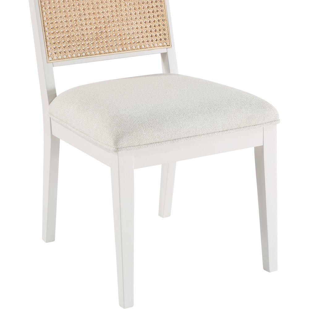 Butterfly Cream Linen Textured Fabric Dining Chair, Set of 2