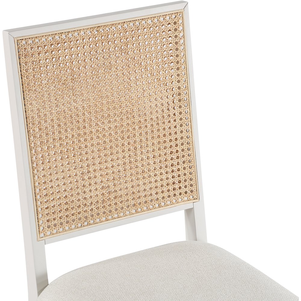 Butterfly Cream Linen Textured Fabric Dining Chair, Set of 2