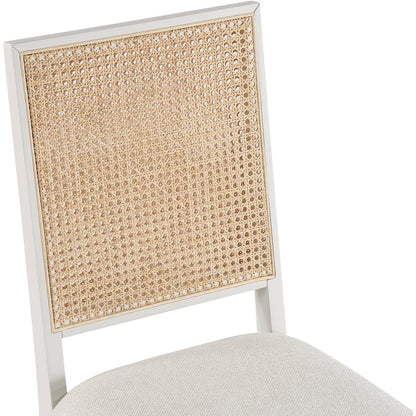 Butterfly Cream Linen Textured Fabric Dining Chair, Set of 2