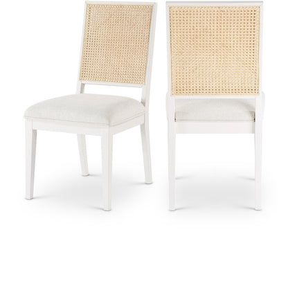 Butterfly Cream Linen Textured Fabric Dining Chair, Set of 2