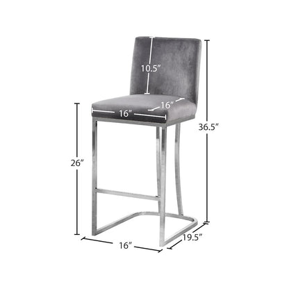 Heidi Grey Velvet Stool