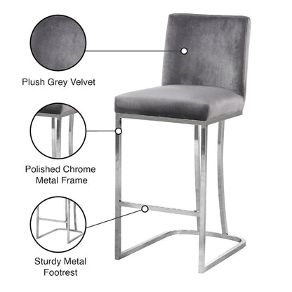 Heidi Grey Velvet Stool