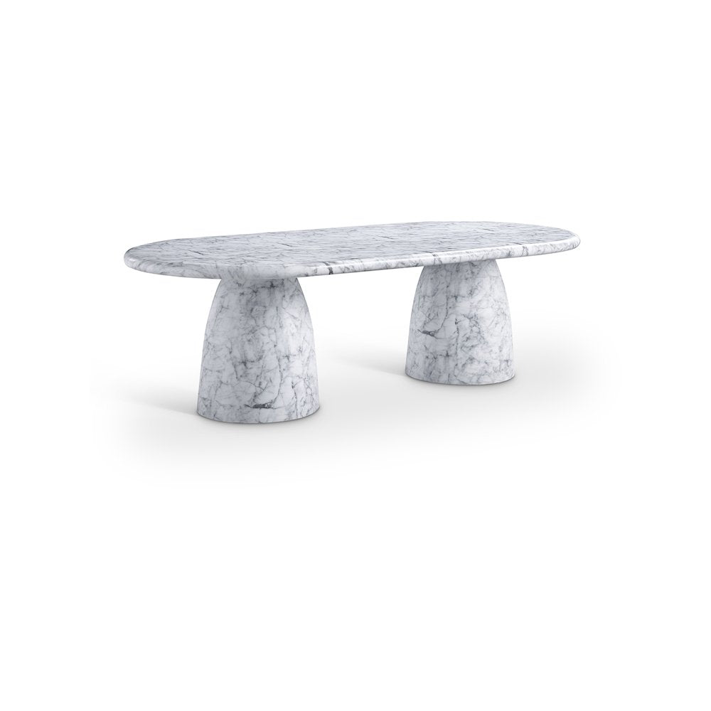 Cosenza White 96" Marble Finish Concrete Dining Table