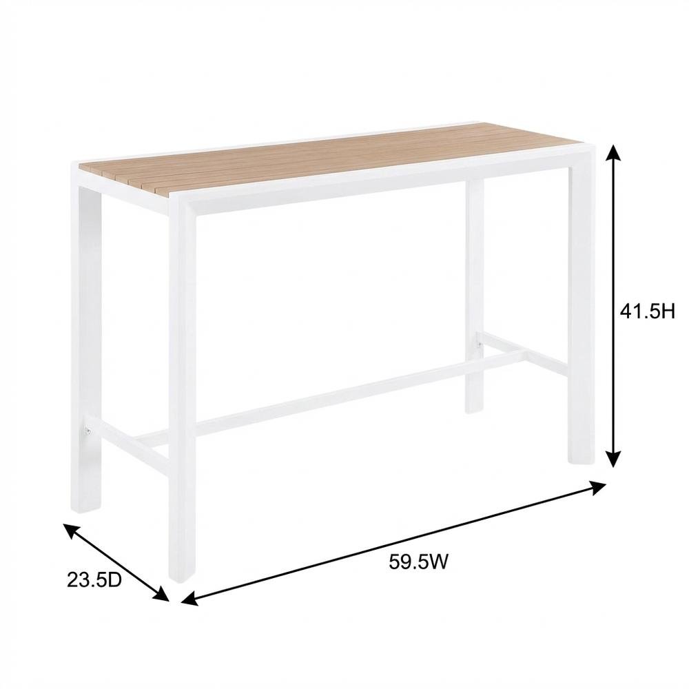 Brown Wood Look Outdoor Patio Table With Aluminum Frame And Contemporary Style