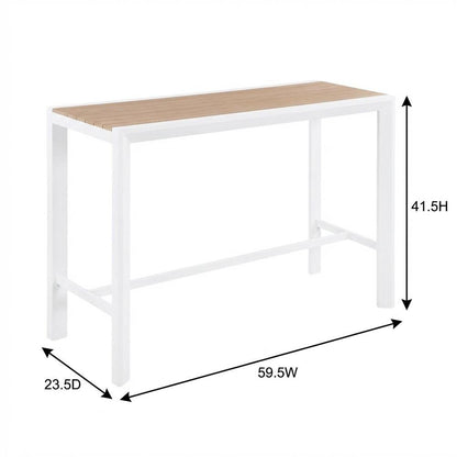 Brown Wood Look Outdoor Patio Table With Aluminum Frame And Contemporary Style