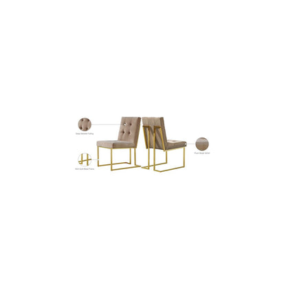 Pierre Beige Velvet Dining Chair, Set of 2