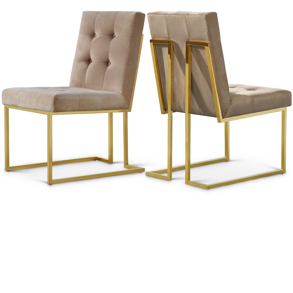 Pierre Beige Velvet Dining Chair, Set of 2