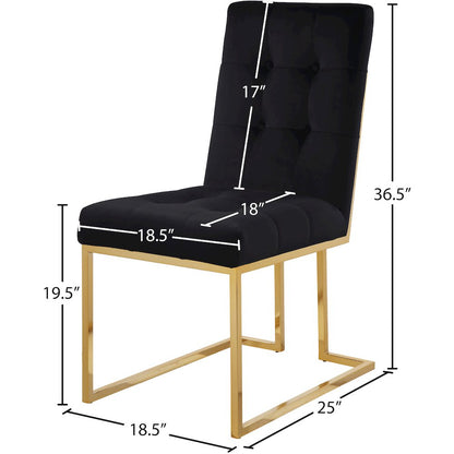 Pierre Black Velvet Dining Chair, Set of 2