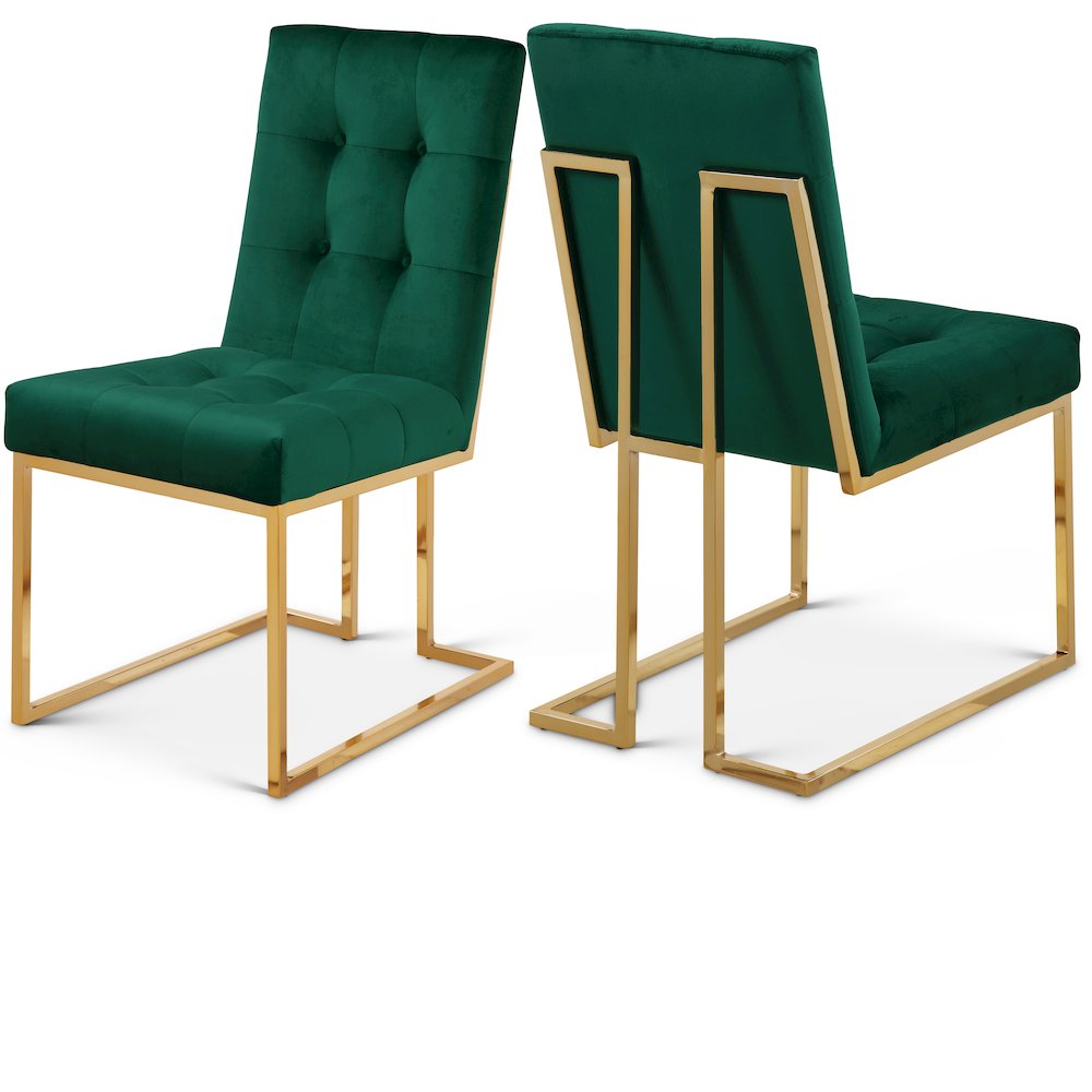 Pierre Green Velvet Dining Chair, Set of 2
