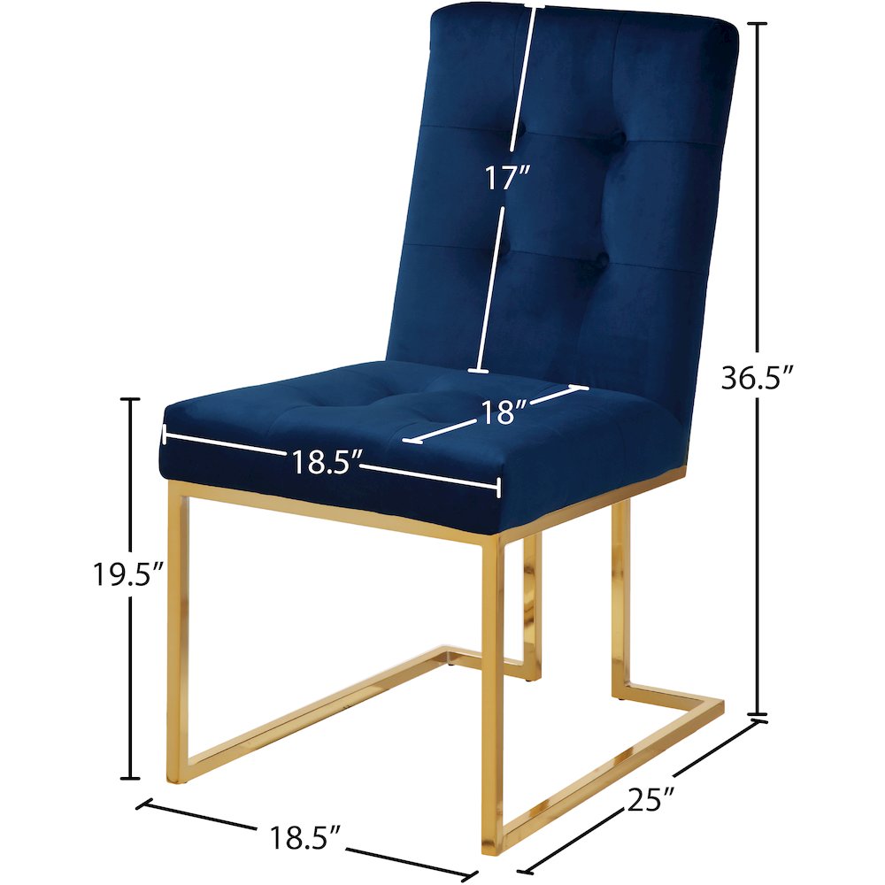 Pierre Navy Velvet Dining Chair, Set of 2