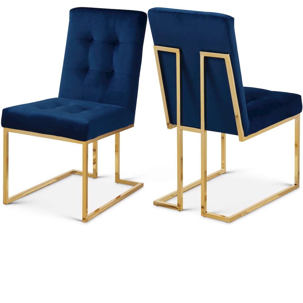 Pierre Navy Velvet Dining Chair, Set of 2