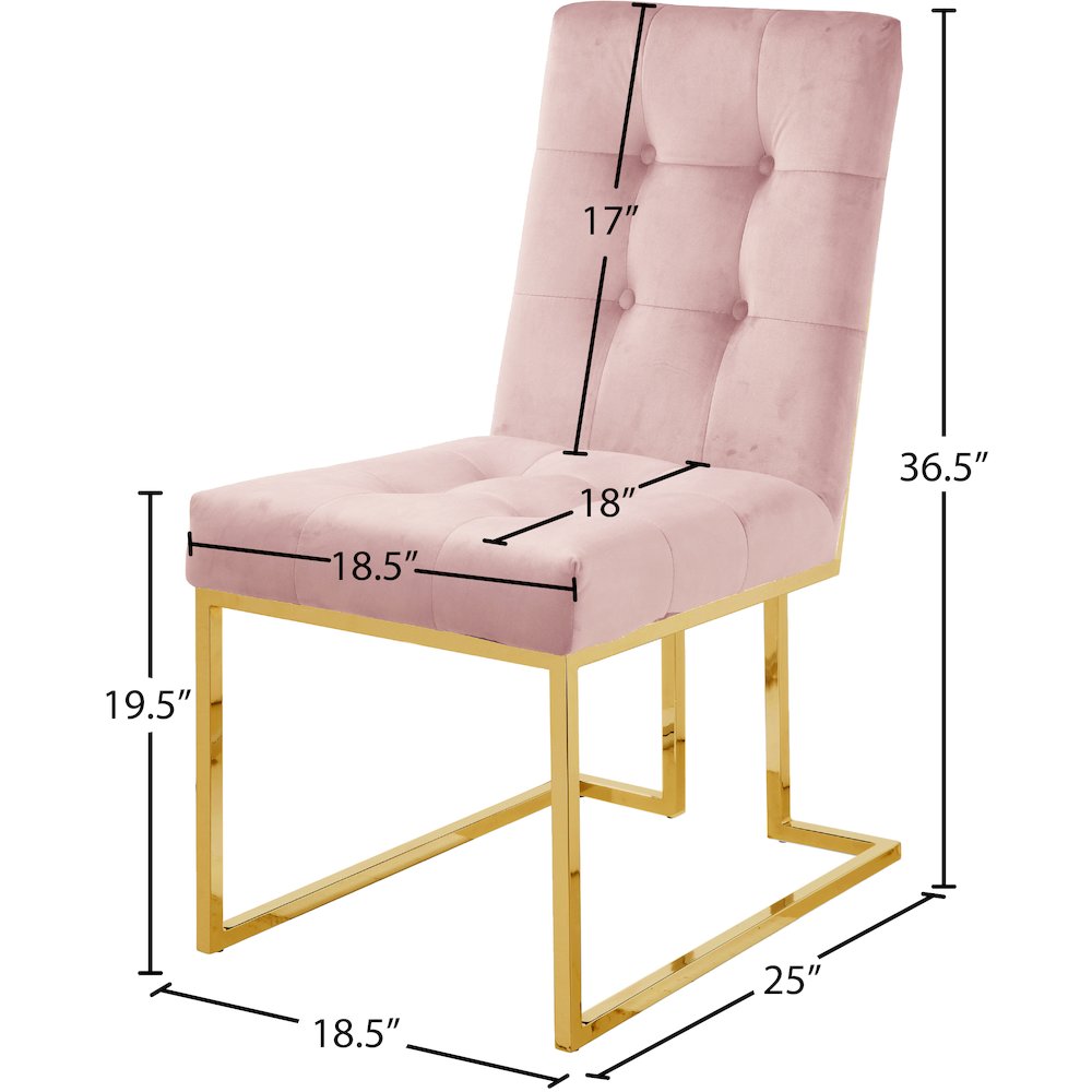 Pierre Pink Velvet Dining Chair, Set of 2