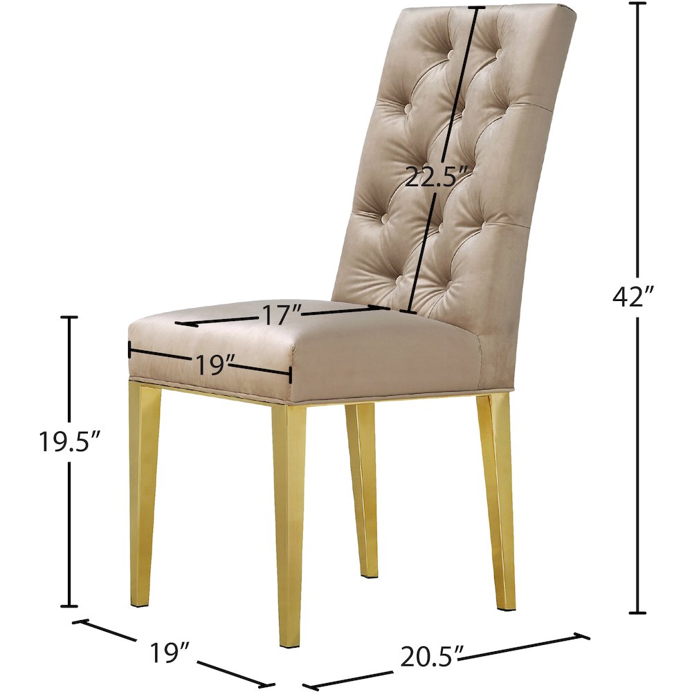 Capri Beige Velvet Dining Chair, Set of 2
