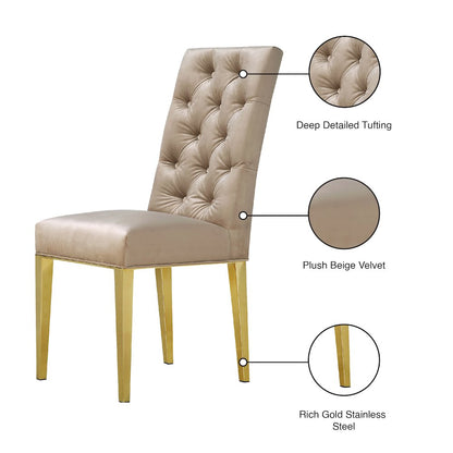 Capri Beige Velvet Dining Chair, Set of 2