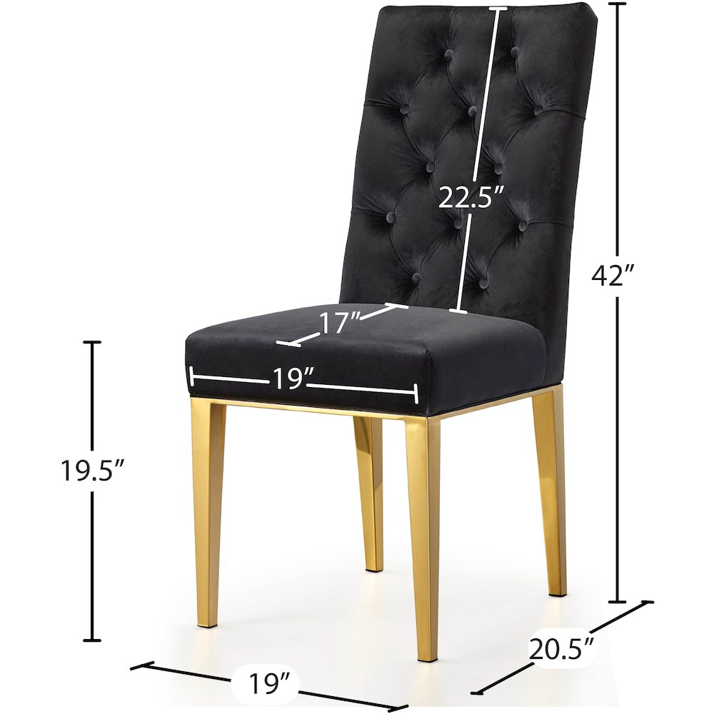Capri Black Velvet Dining Chair, Set of 2