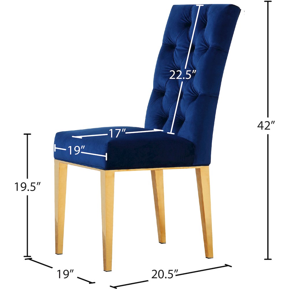 Capri Navy Velvet Dining Chair, Set of 2
