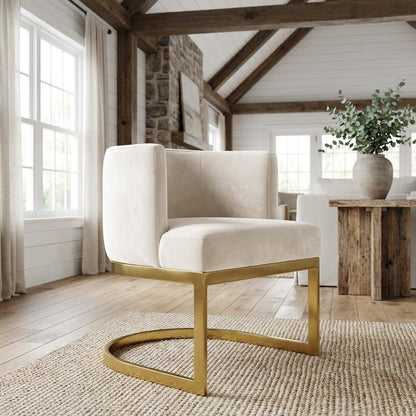 Gold Velvet Dining Chair with Contemporary Design and Padded Seat