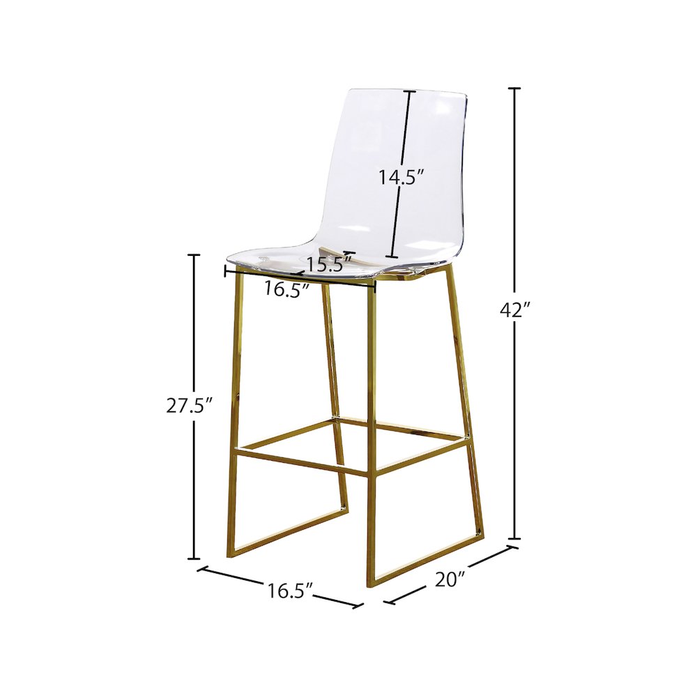 Lumen Gold Metal/Lucite Polycarbonate Stool