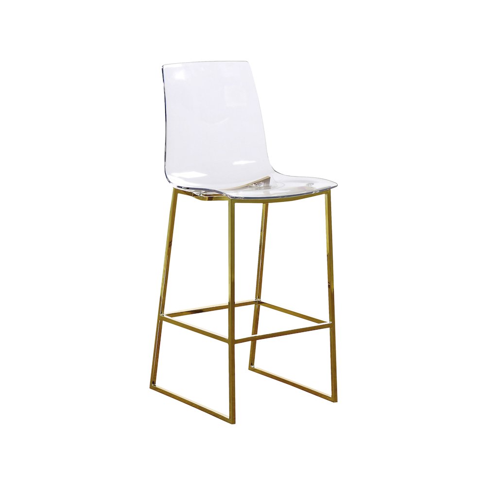 Lumen Gold Metal/Lucite Polycarbonate Stool