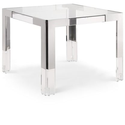 Casper 38" Chrome Glass Top, Acrylic And Steel Base Dining / Game Table