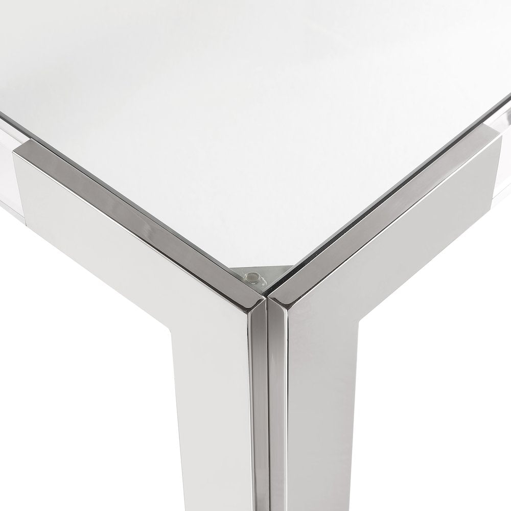 Casper 38" Chrome Glass Top, Acrylic And Steel Base Dining / Game Table