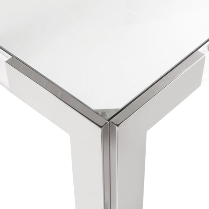 Casper 38" Chrome Glass Top, Acrylic And Steel Base Dining / Game Table