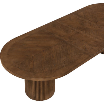 Belinda 90" / 106.5" / 123" Brown Oak Wood Dining Table