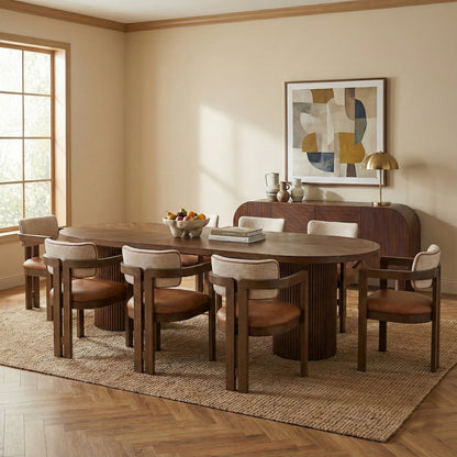 Belinda 90" / 106.5" / 123" Brown Oak Wood Dining Table