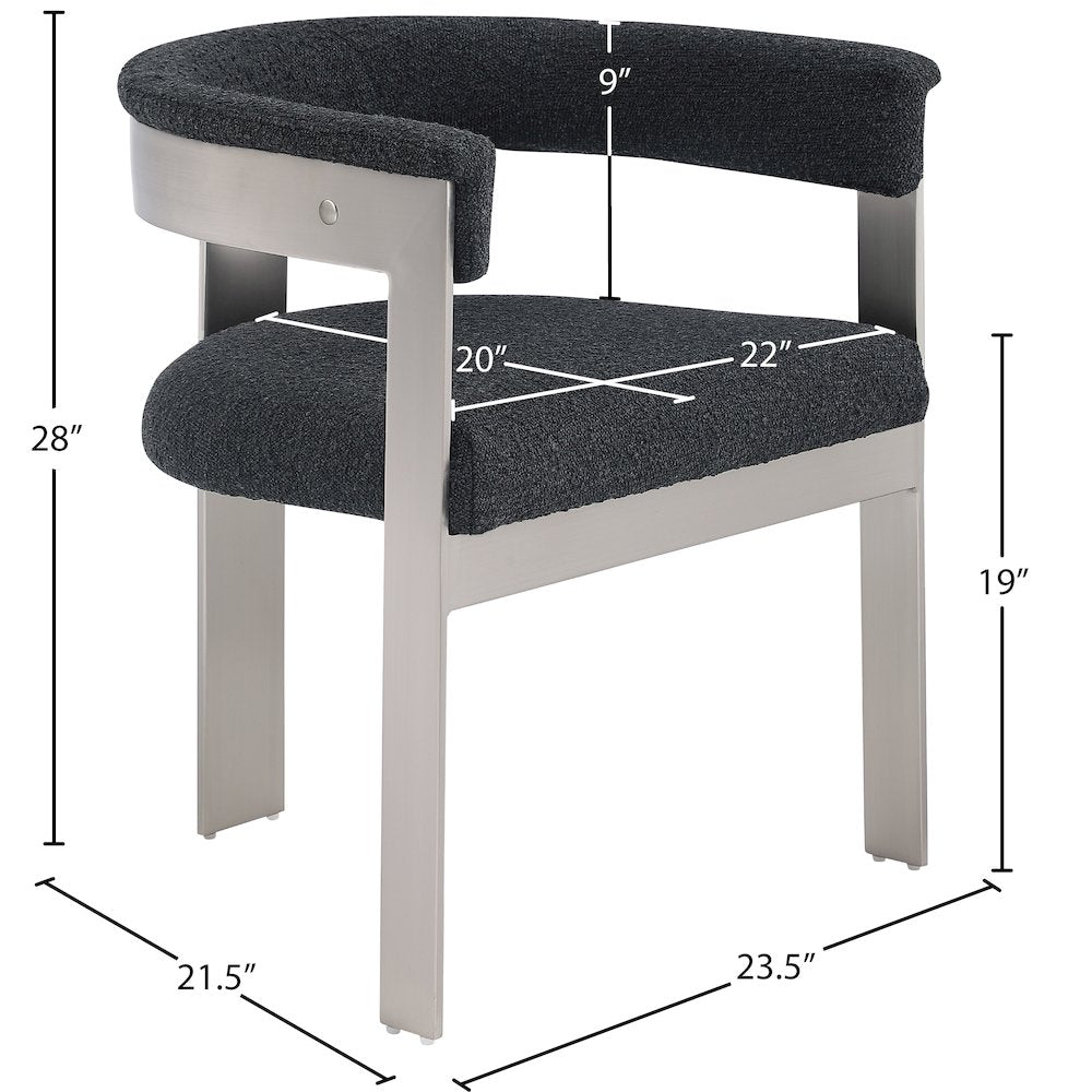 Romeo Black Boucle Fabric Dining Chair, Set of 2