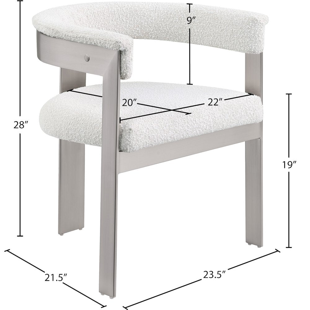 Romeo Cream Boucle Fabric Dining Chair, Set of 2