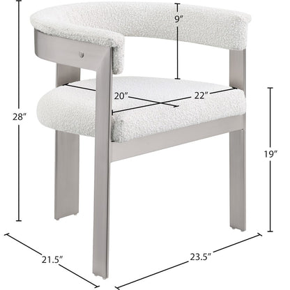 Romeo Cream Boucle Fabric Dining Chair, Set of 2