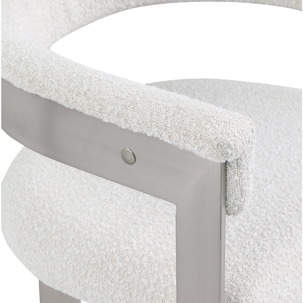 Romeo Cream Boucle Fabric Dining Chair, Set of 2