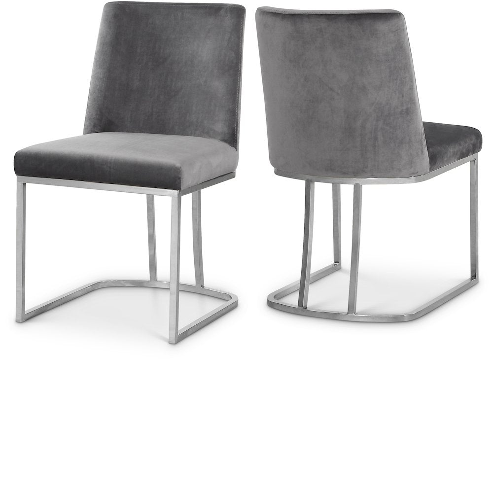 Heidi Grey Velvet Dining Chair, Set of 2